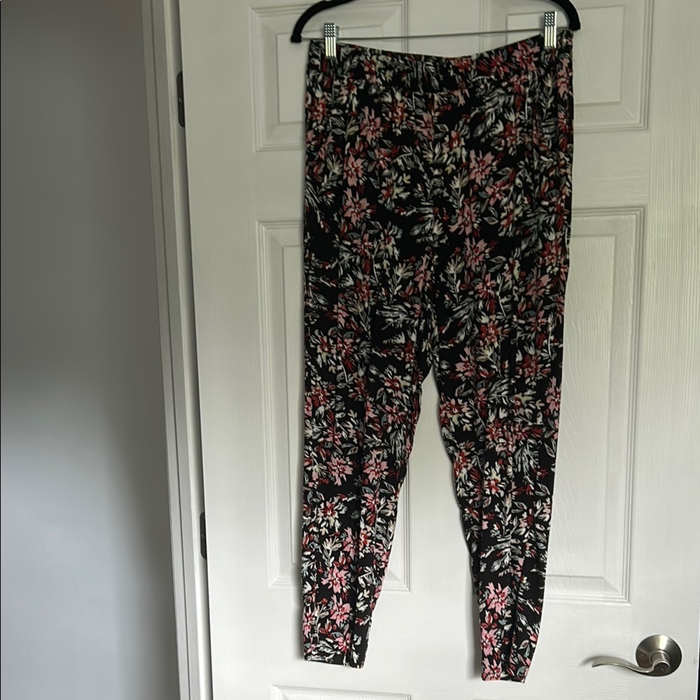 Floral Print Black Joggers